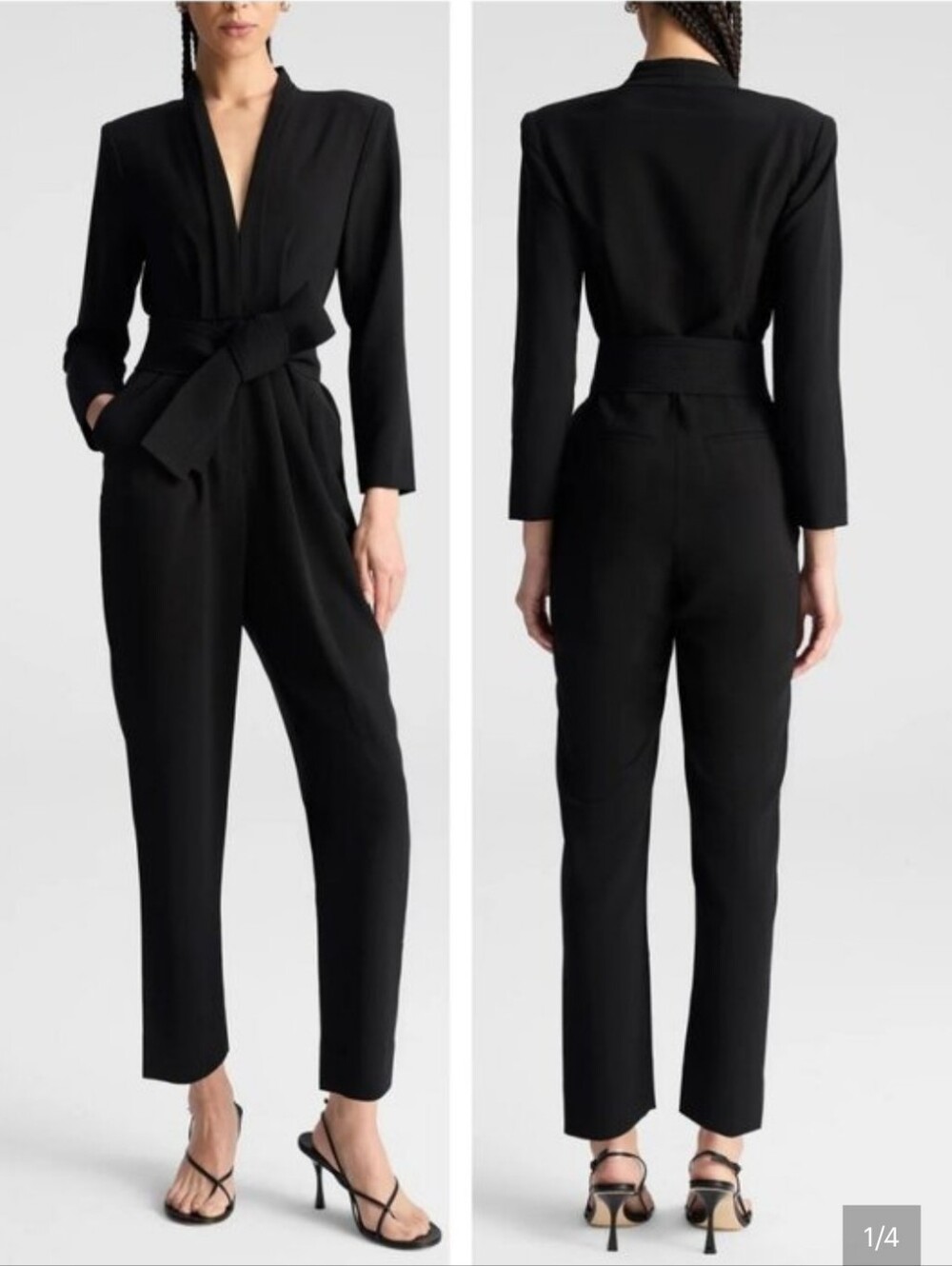 A.L.C. New Kieran Belted Crepe Black Jumpsuit Size 4